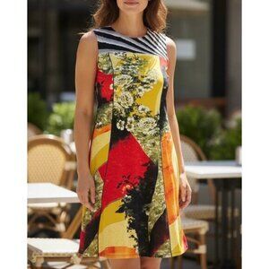 EVA VARRO Multicolor Floral Handcrafted Dress Size Small